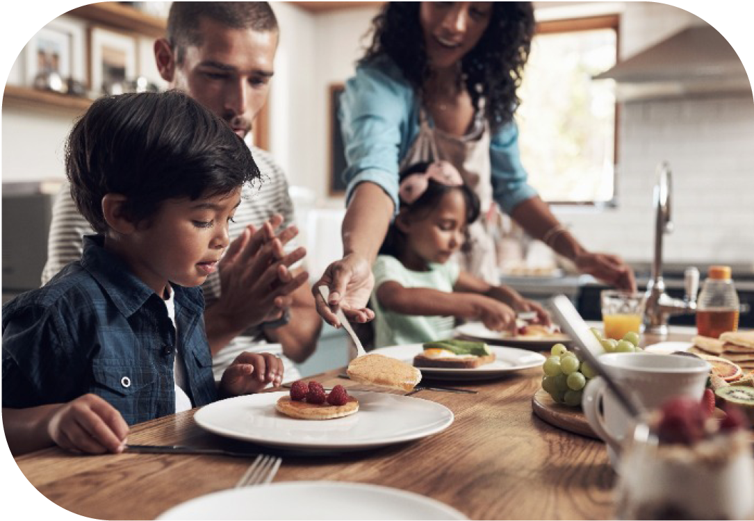 Family having dinner together.