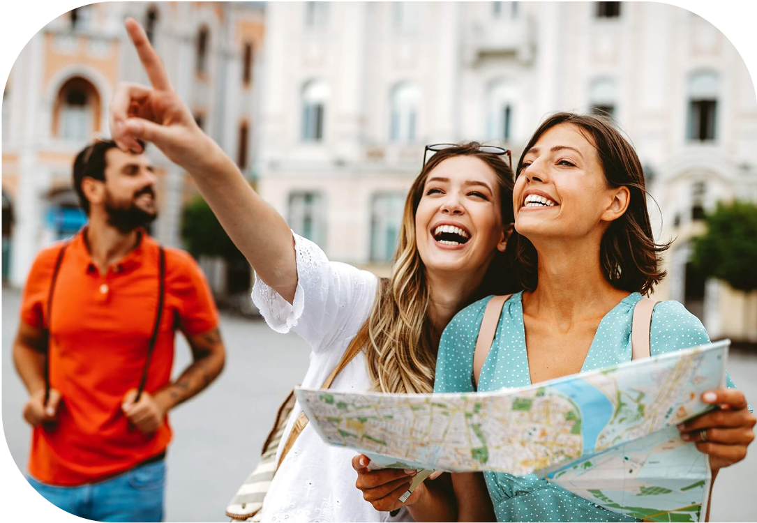 Tourists checking a map.