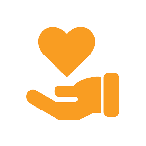 Hand holding heart graphic