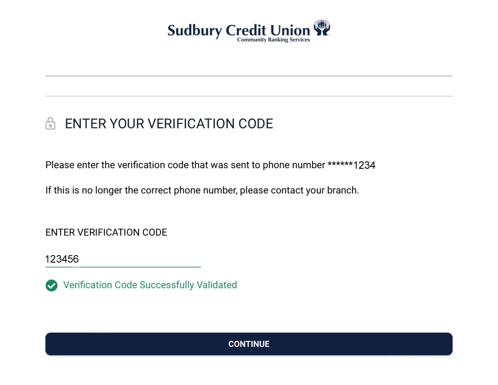 Step 4 - enter verification code