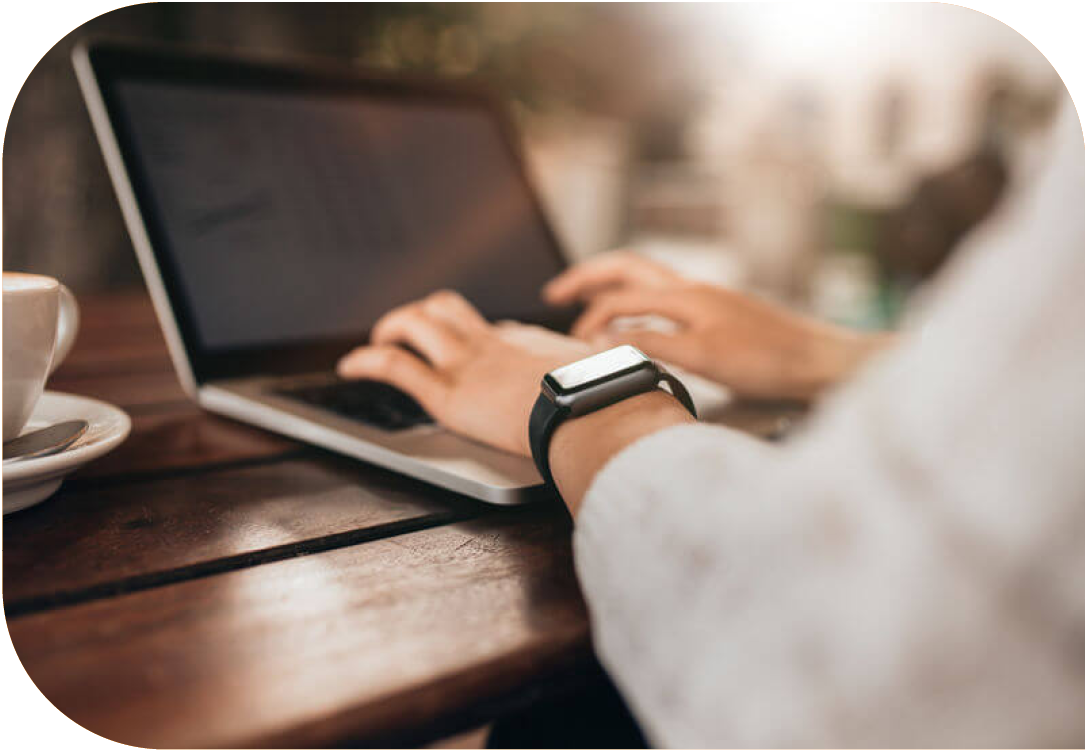 Person using a laptop.