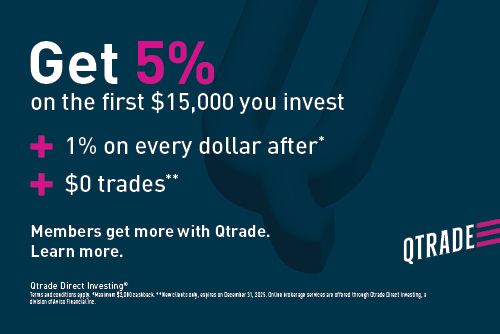 Get 5% on the first $15,000 you invest with Qtrade Direct Investing. Click here to learn more about this limited time offer.